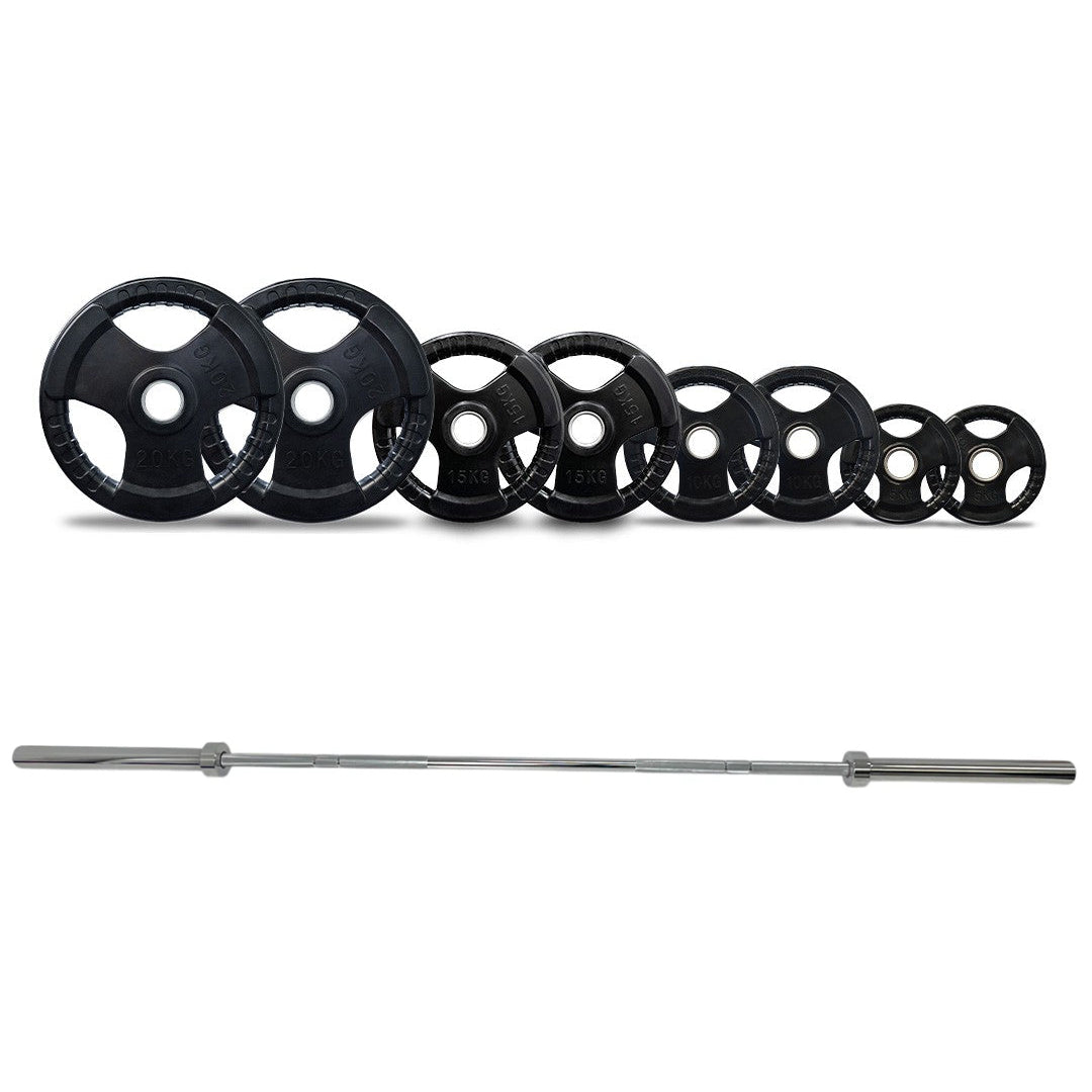 90kg weight plates with 7ft olympic barbell